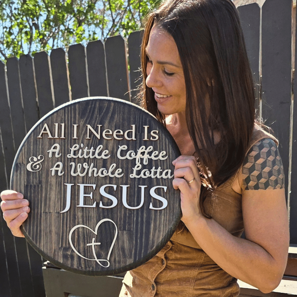 All I Need Jesus and Coffee Rustic Layered Wood Sign (2 styles)