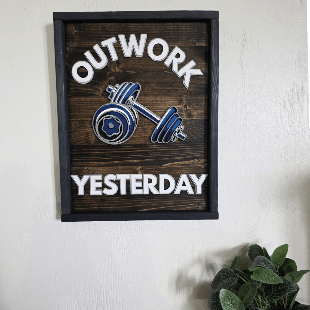 Dumbbell Framed Wood Custom Gym Sign