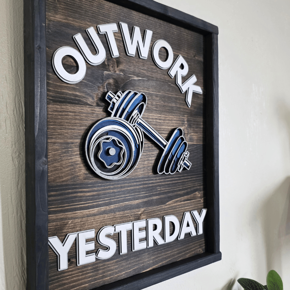 Dumbbell Framed Wood Custom Gym Sign