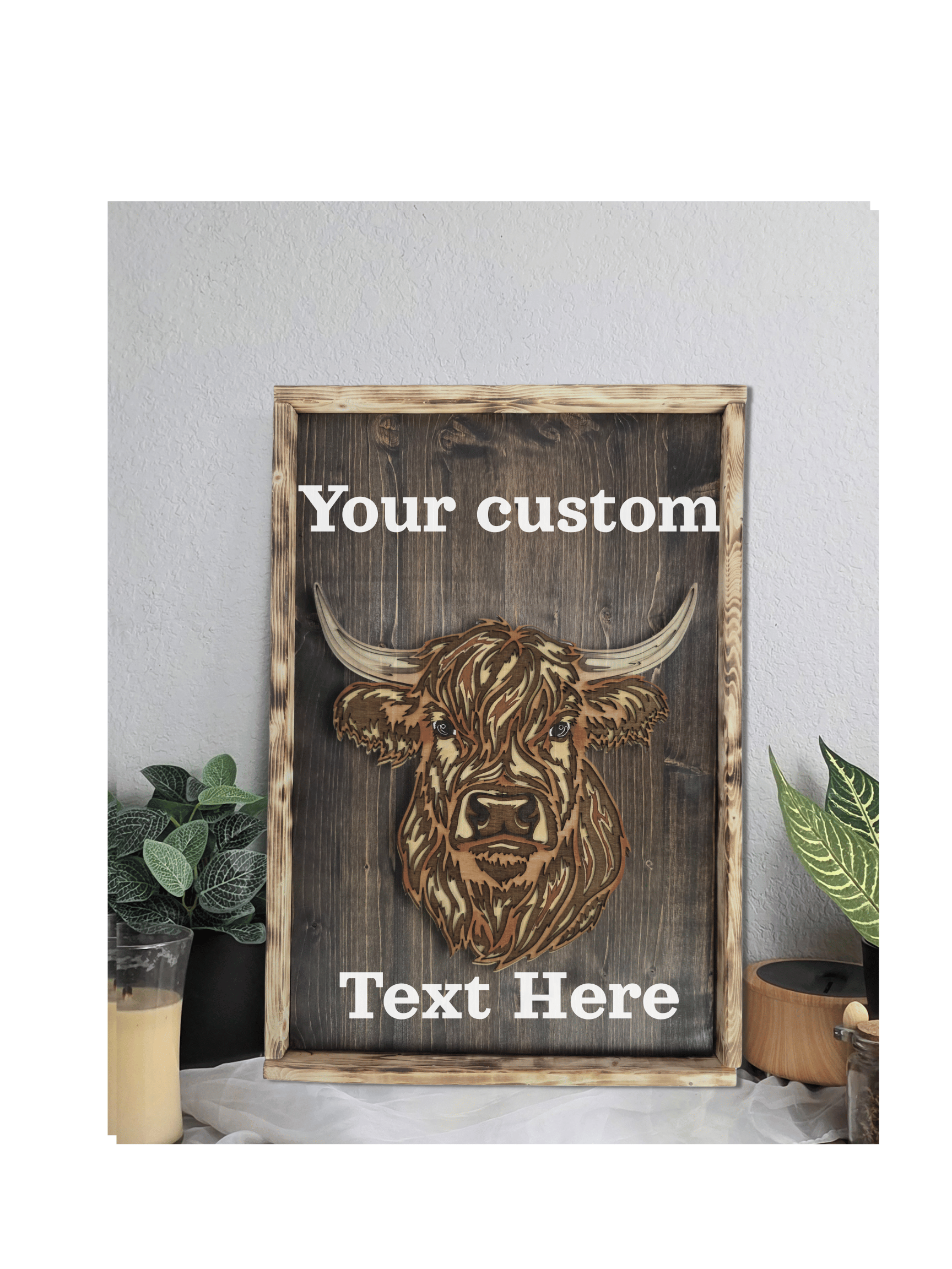 Fully Custom Highland Cow Sign- Any Color Option & Text