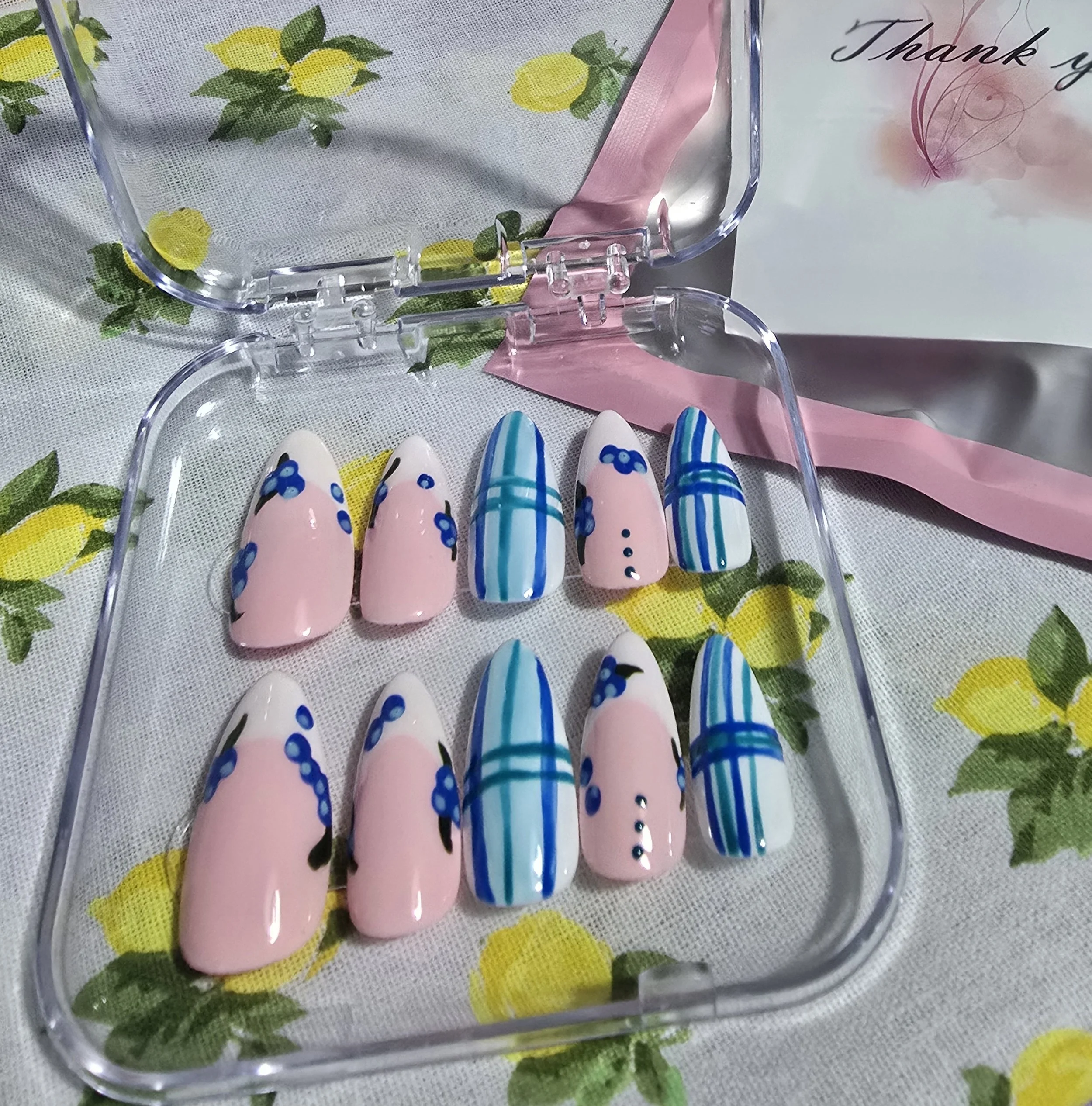 Blueberry Picnic inspired press on nails