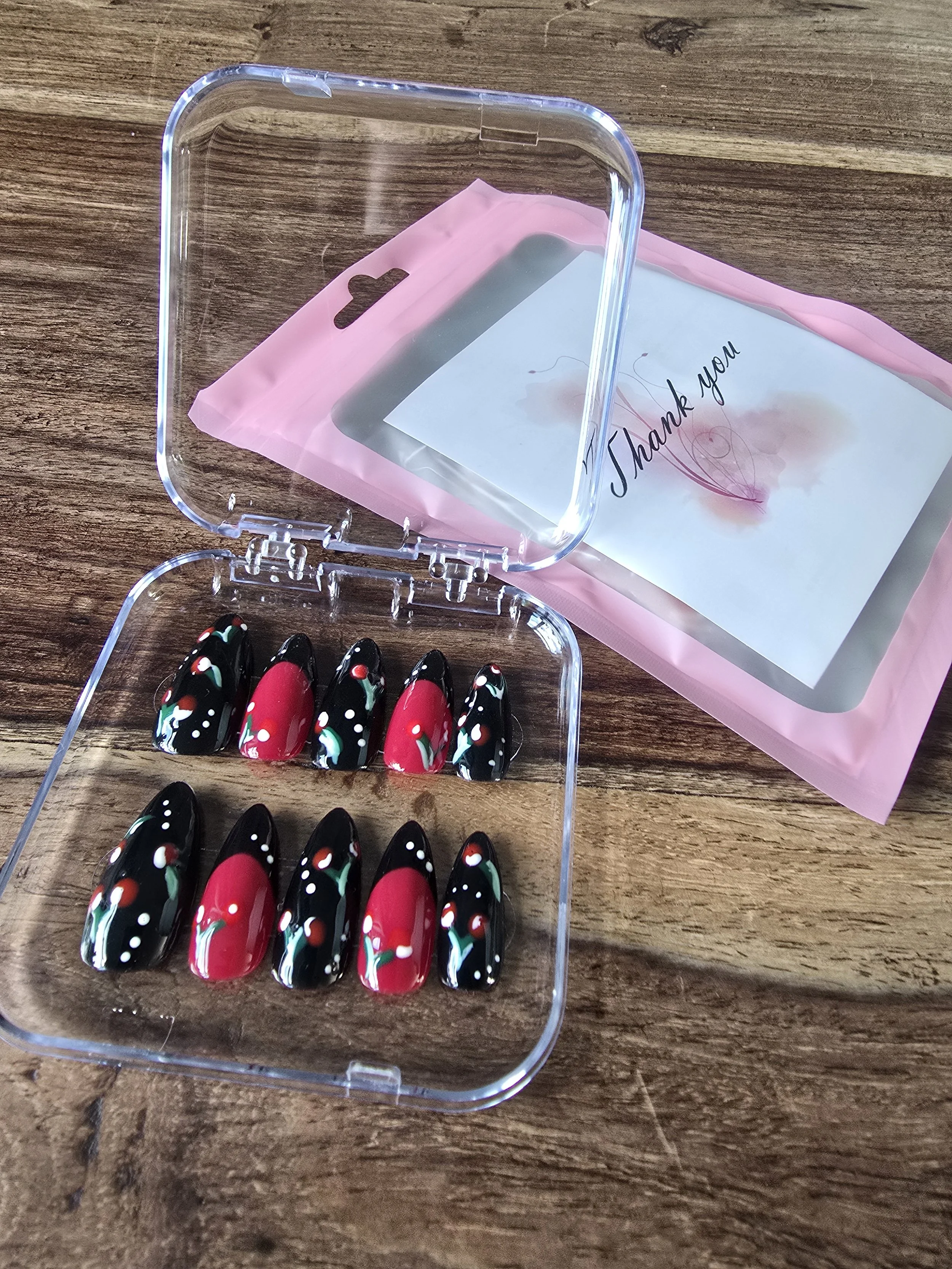 Black and Red Cherries Press on nails