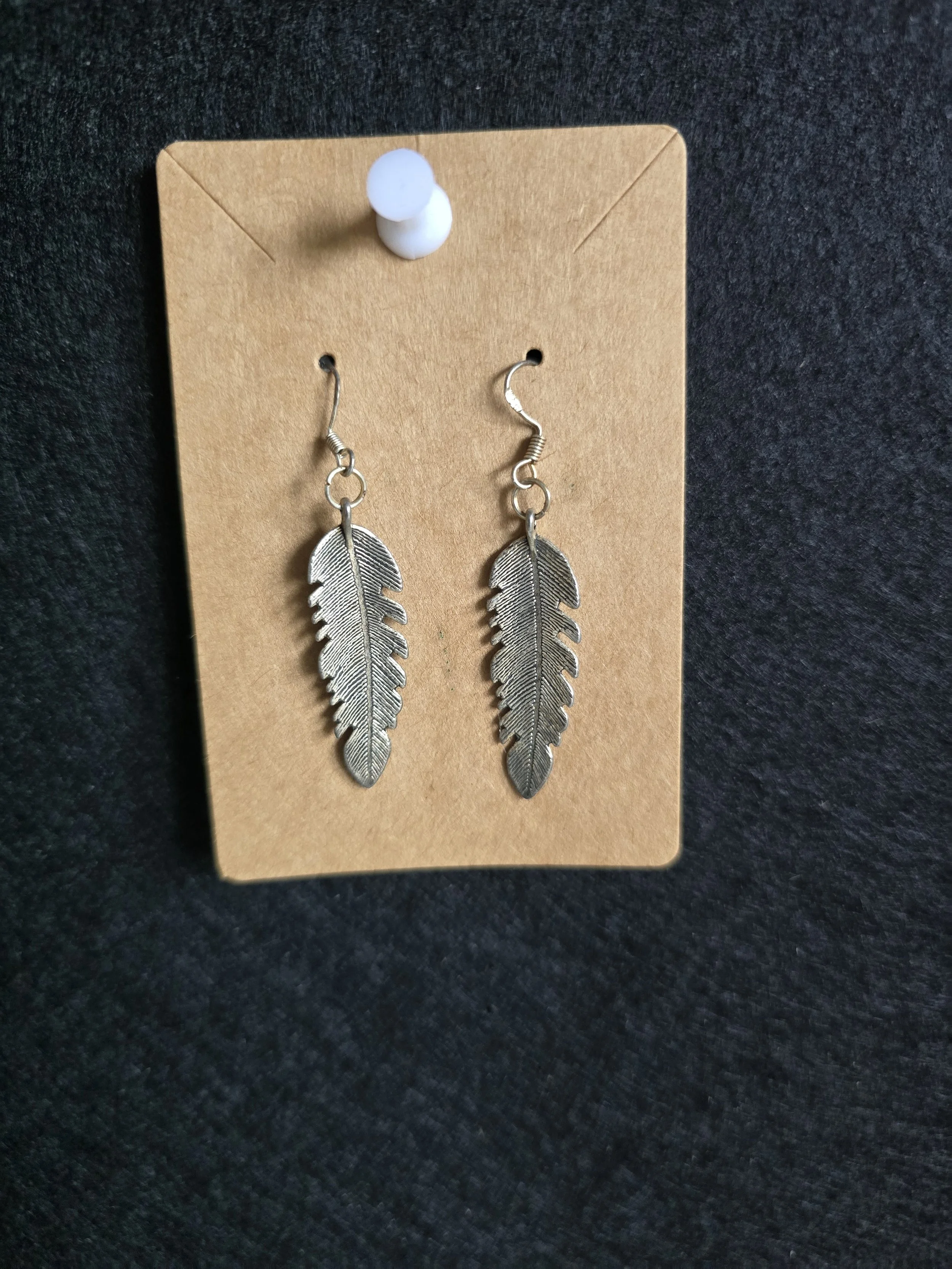 Silver feather earrings