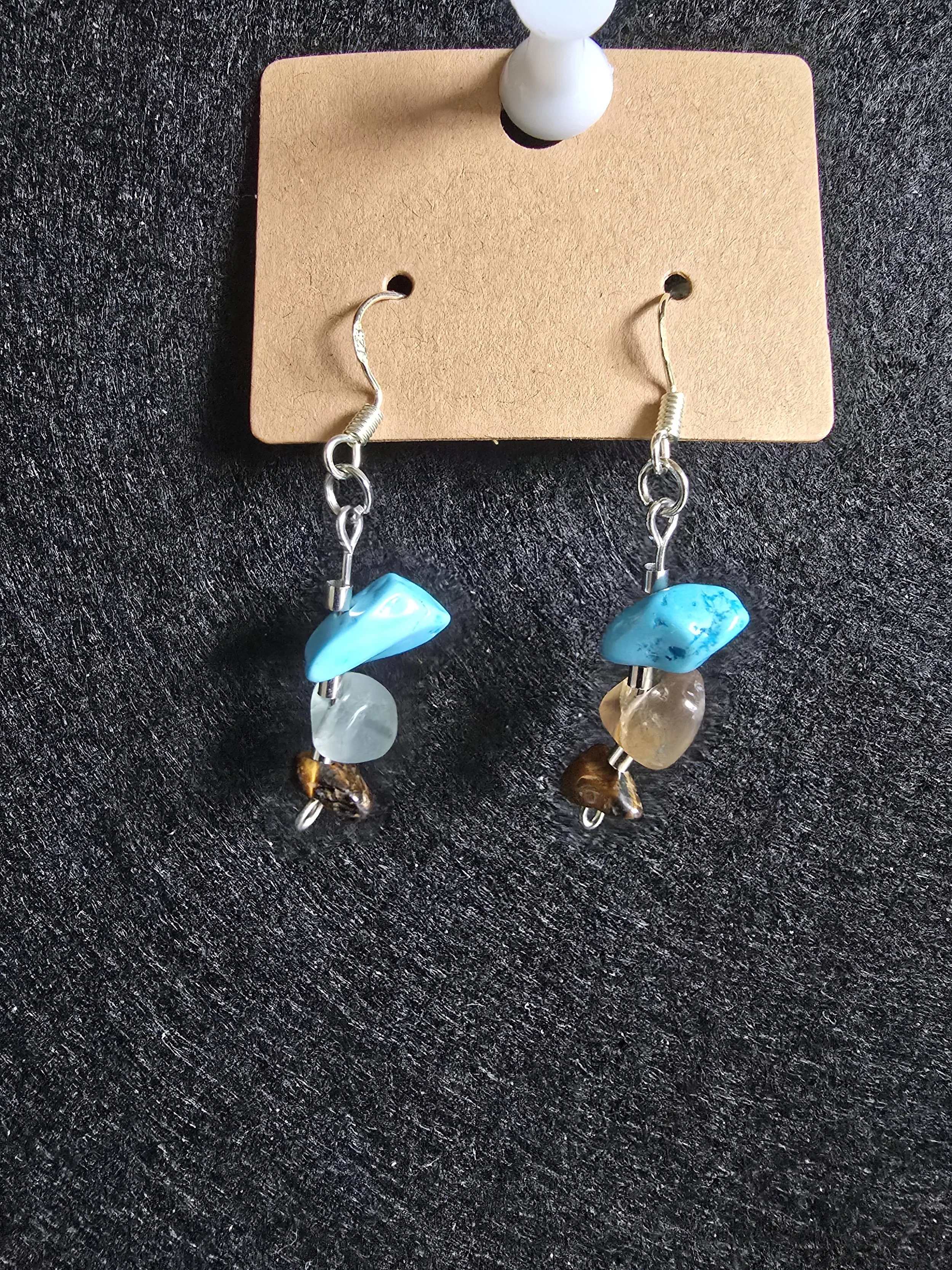 Handmade mixed gemstone drop earrings