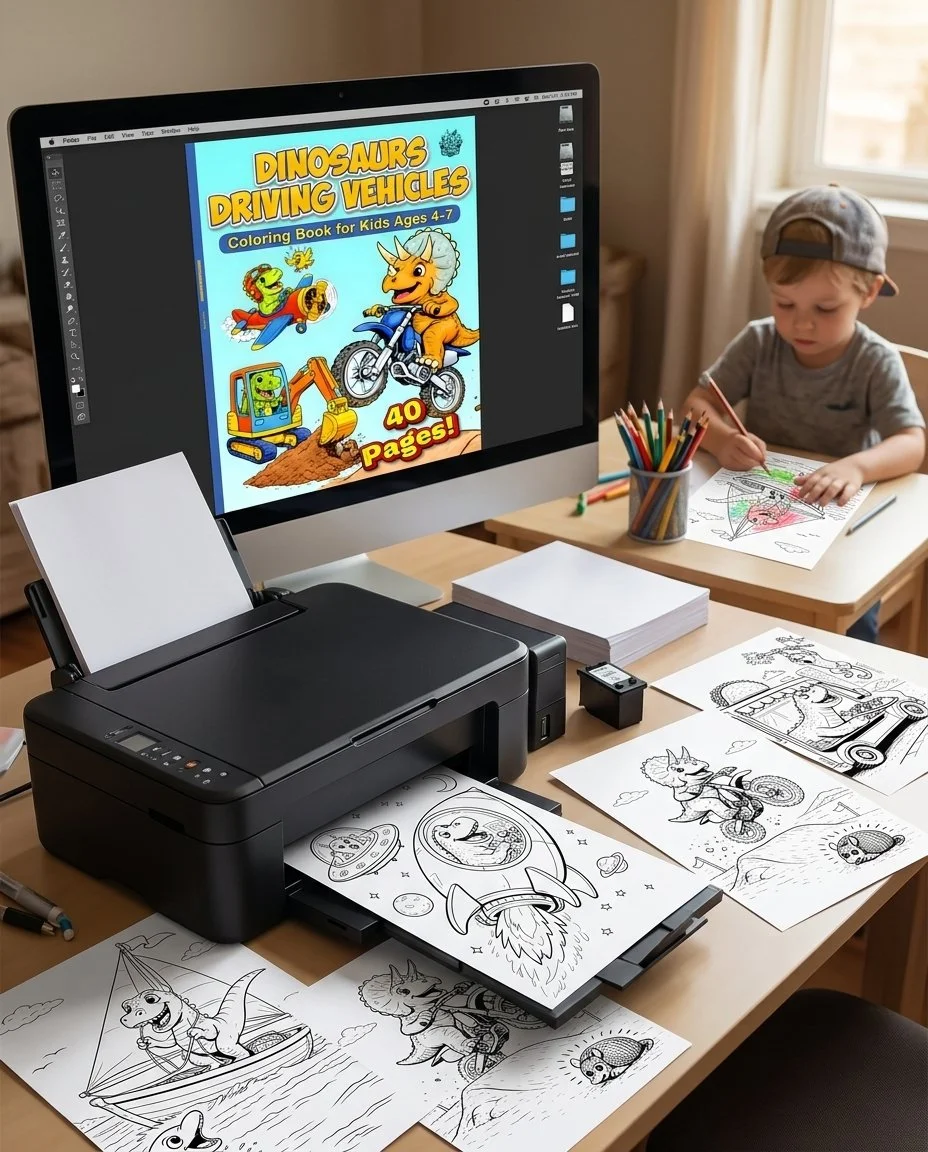 Dinosaurs Driving Vehicles Digital Download