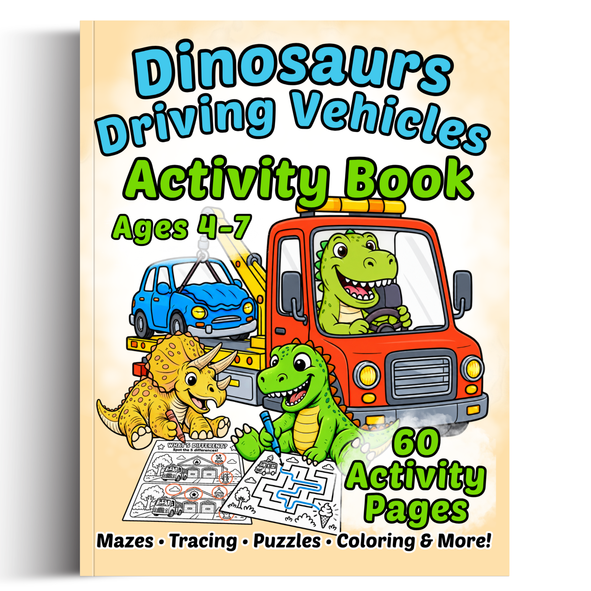 Dinosaurs Driving Vehicles Activity Book