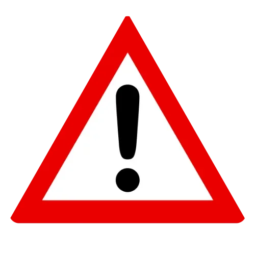 Warning sign with a red triangle and a black exclamation mark in the center.