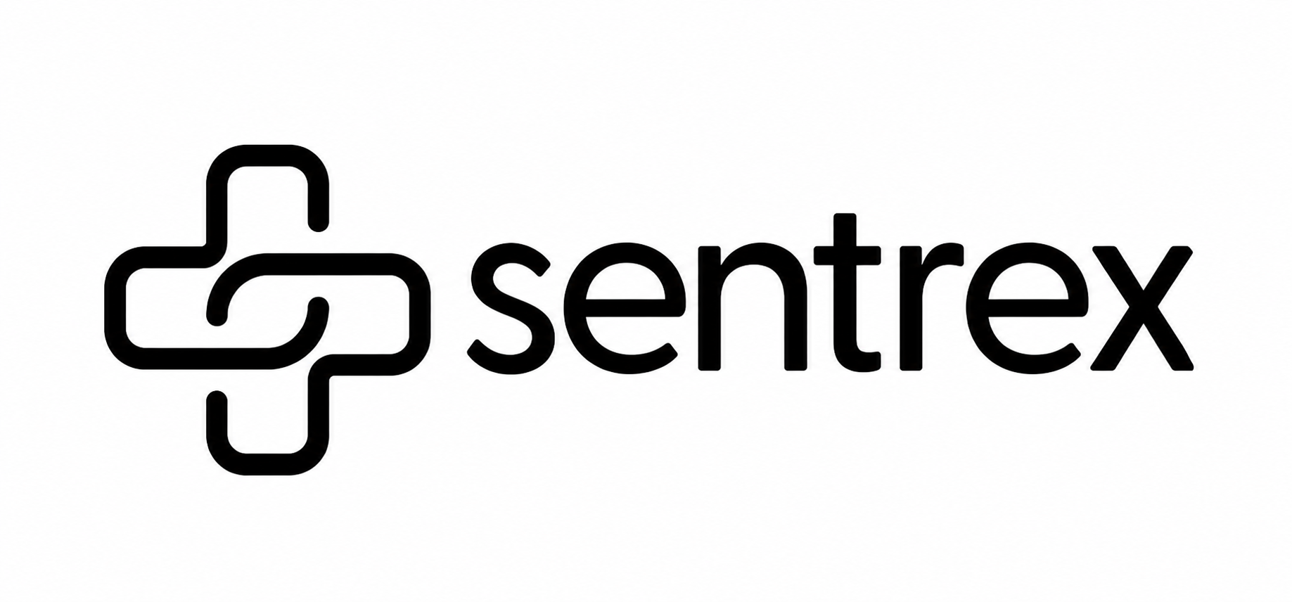 Sentrex logo with a medical cross symbol and the text 'sentrex' in black.