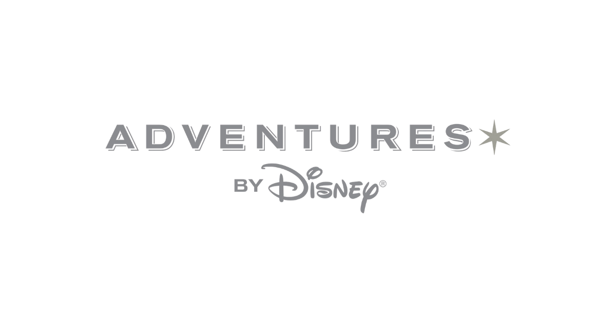 Logo for 'Adventures by Disney' with the Disney font and a star, set against a black background.