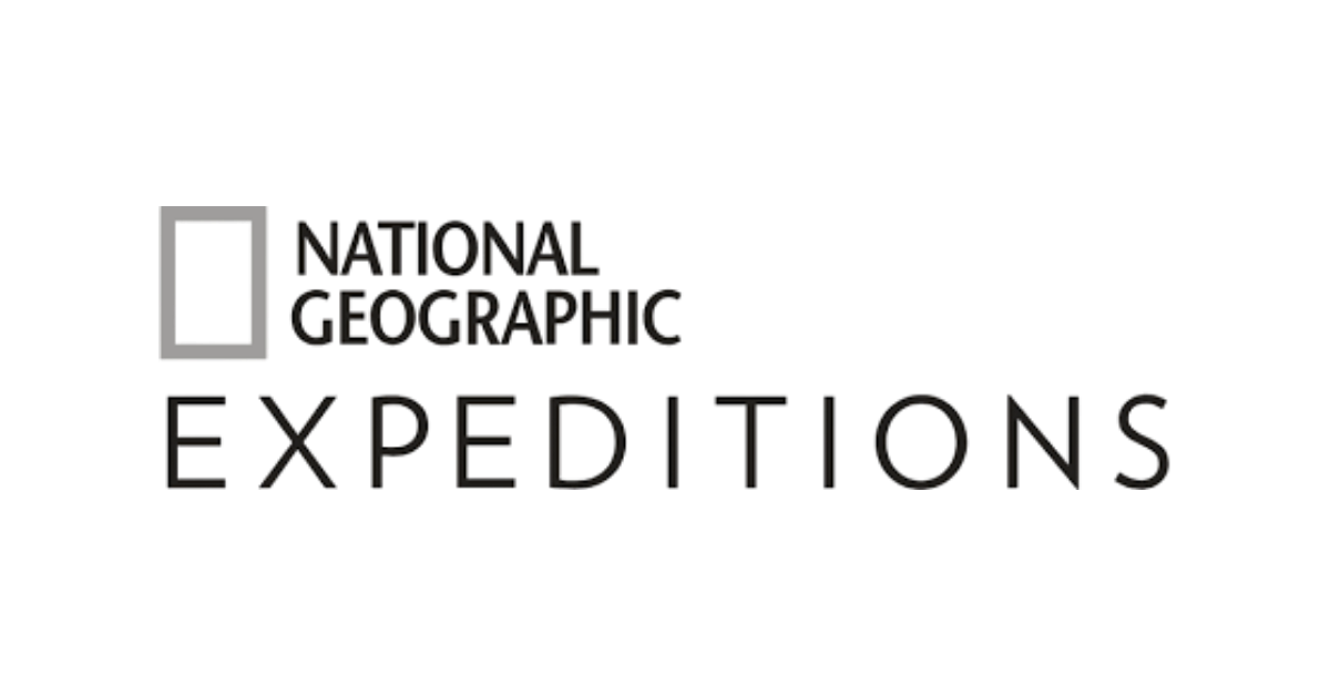 National Geographic logo with text in black and gray, featuring a blue and black emblem.