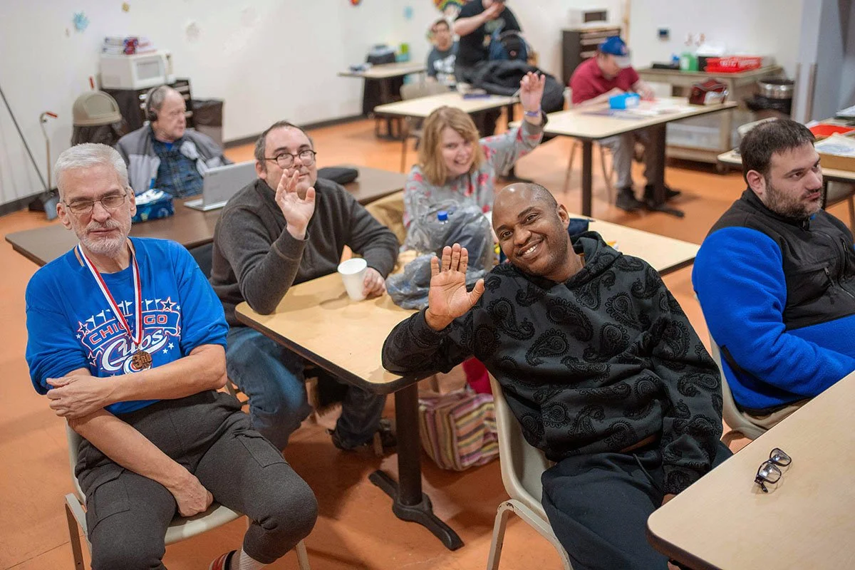 group of people participating in day program for adults with I/DD