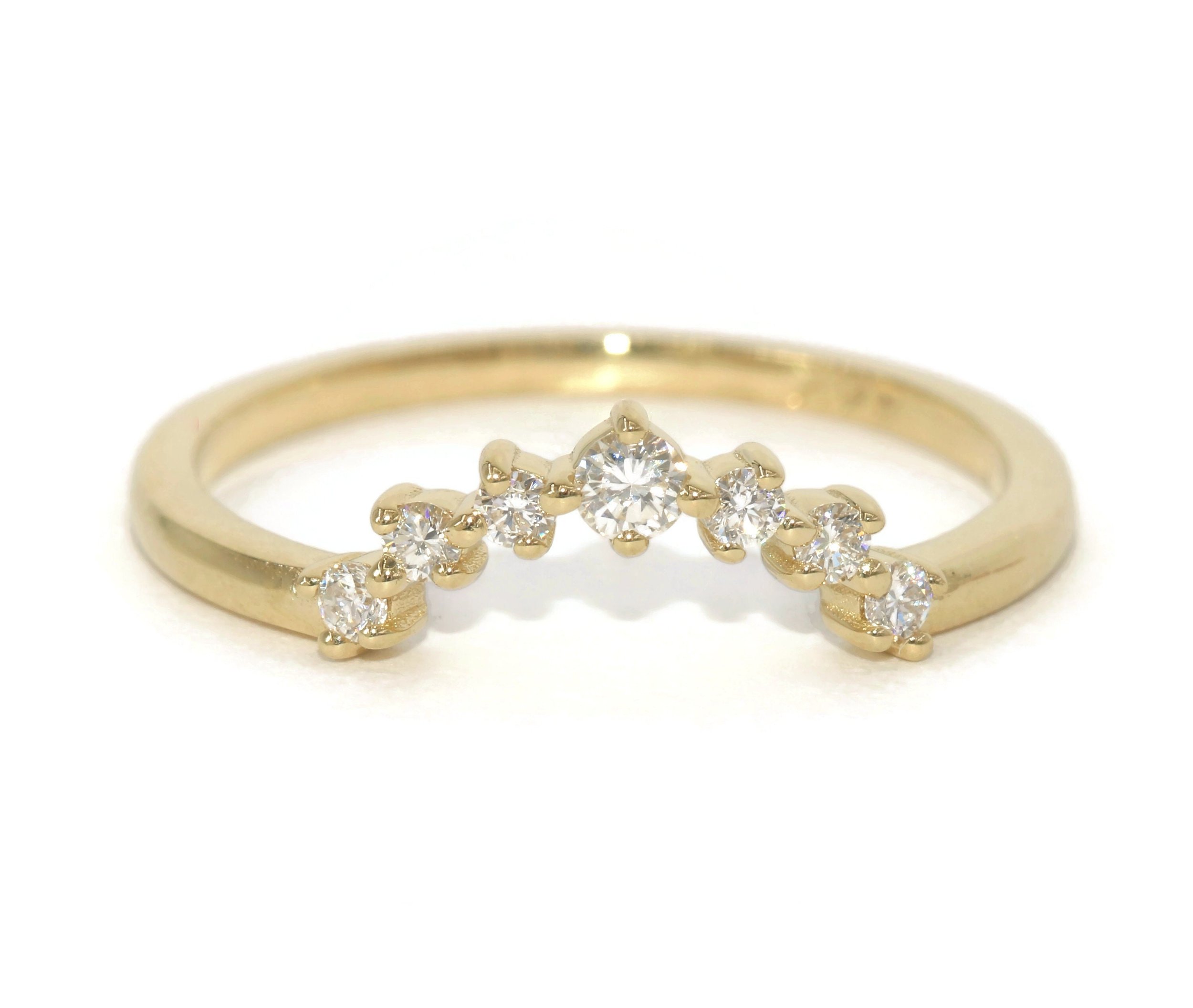 Curved Nesting Matching Cluster Natural Diamond Wedding Band