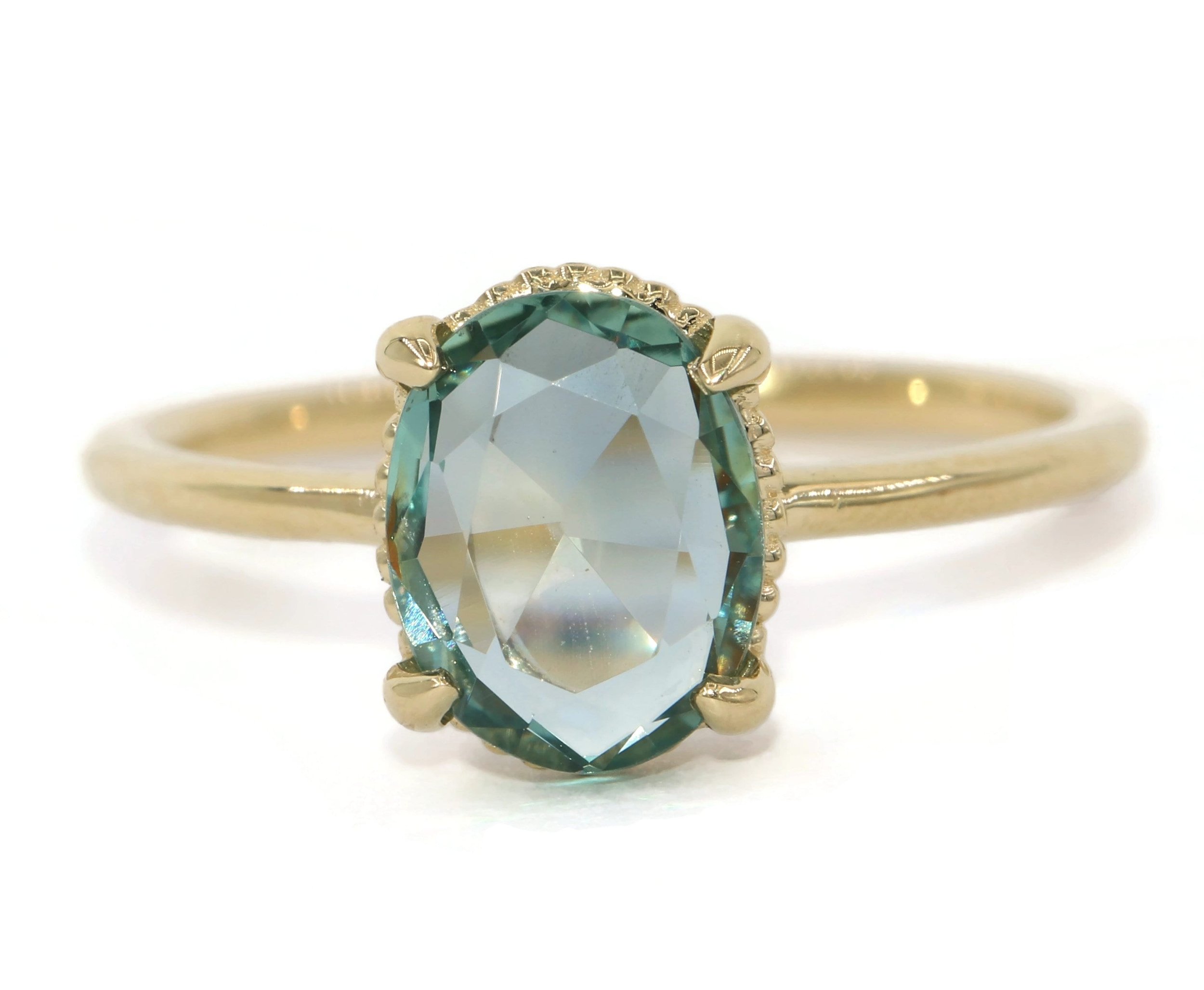 Custom-made Beaded Basket 4 Prongs Solitaire Engagement Ring SETTING ONLY