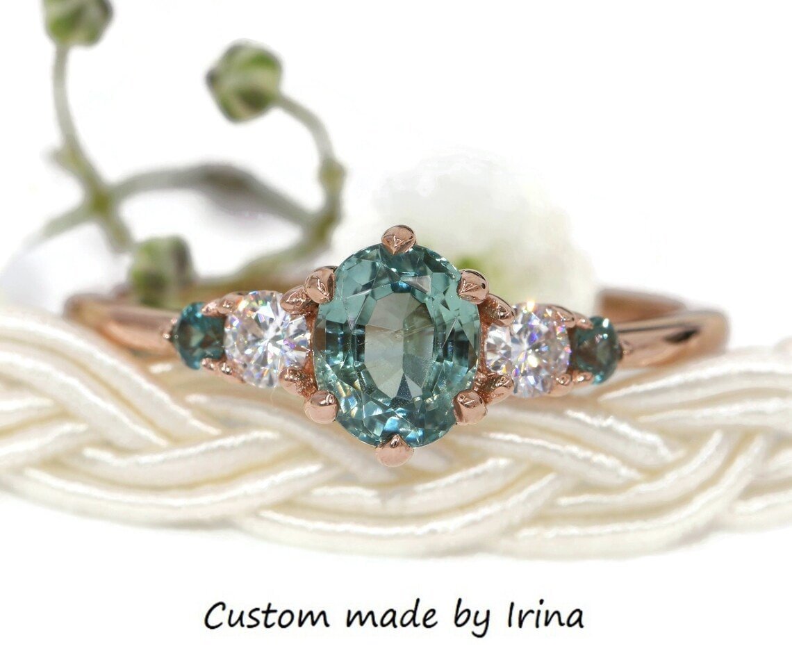 14k Solid Gold Custom Made 5 Stone Engagement Ring Setting ONLY