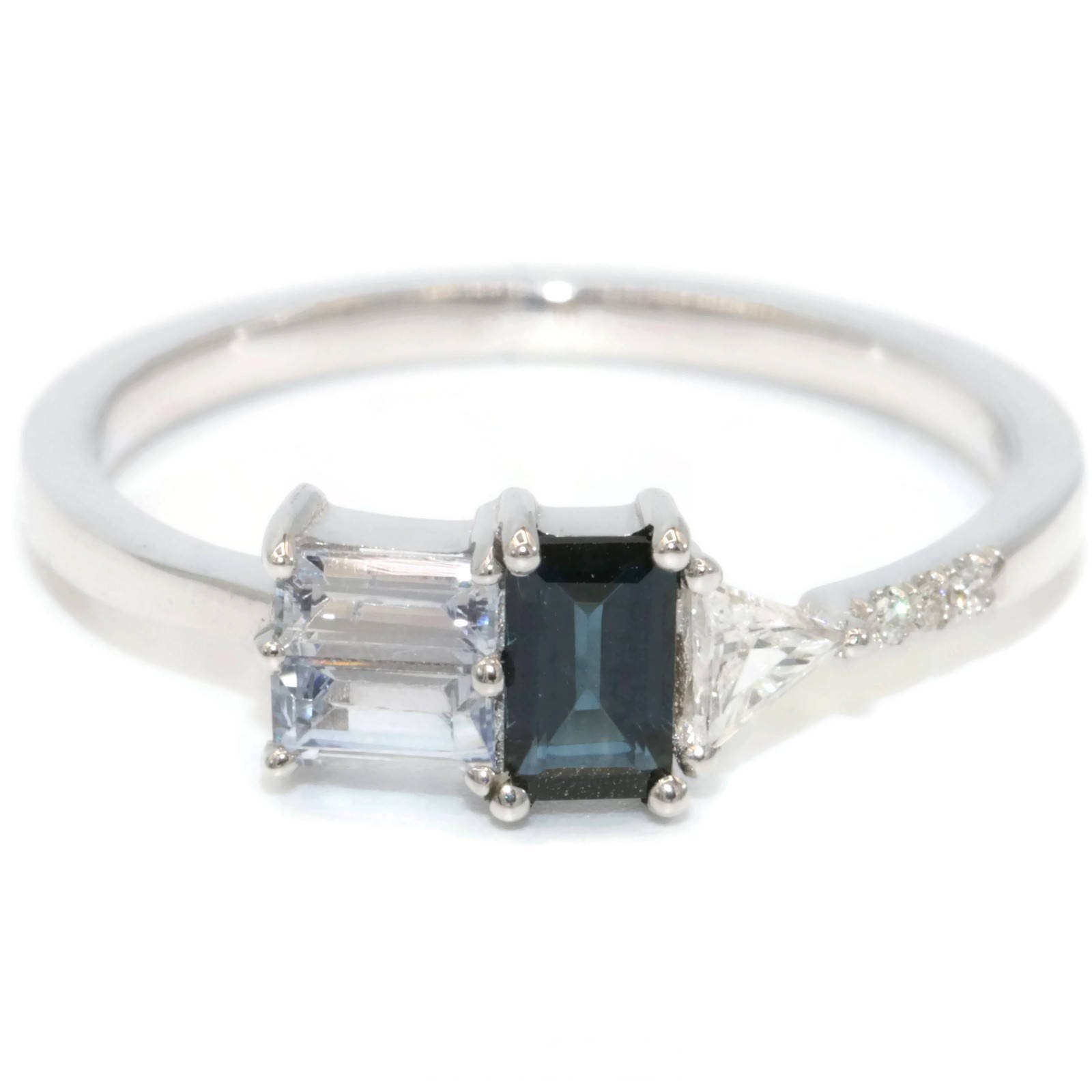 Natural Sapphire + Diamond Cluster Ring