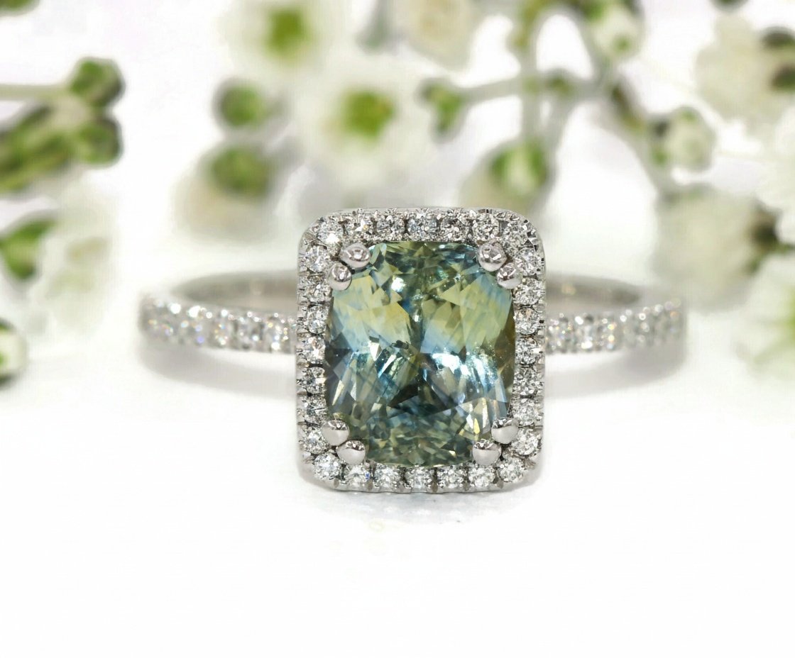 Custom Made Natural Diamond Halo Engagement Ring SETTING ONLY
