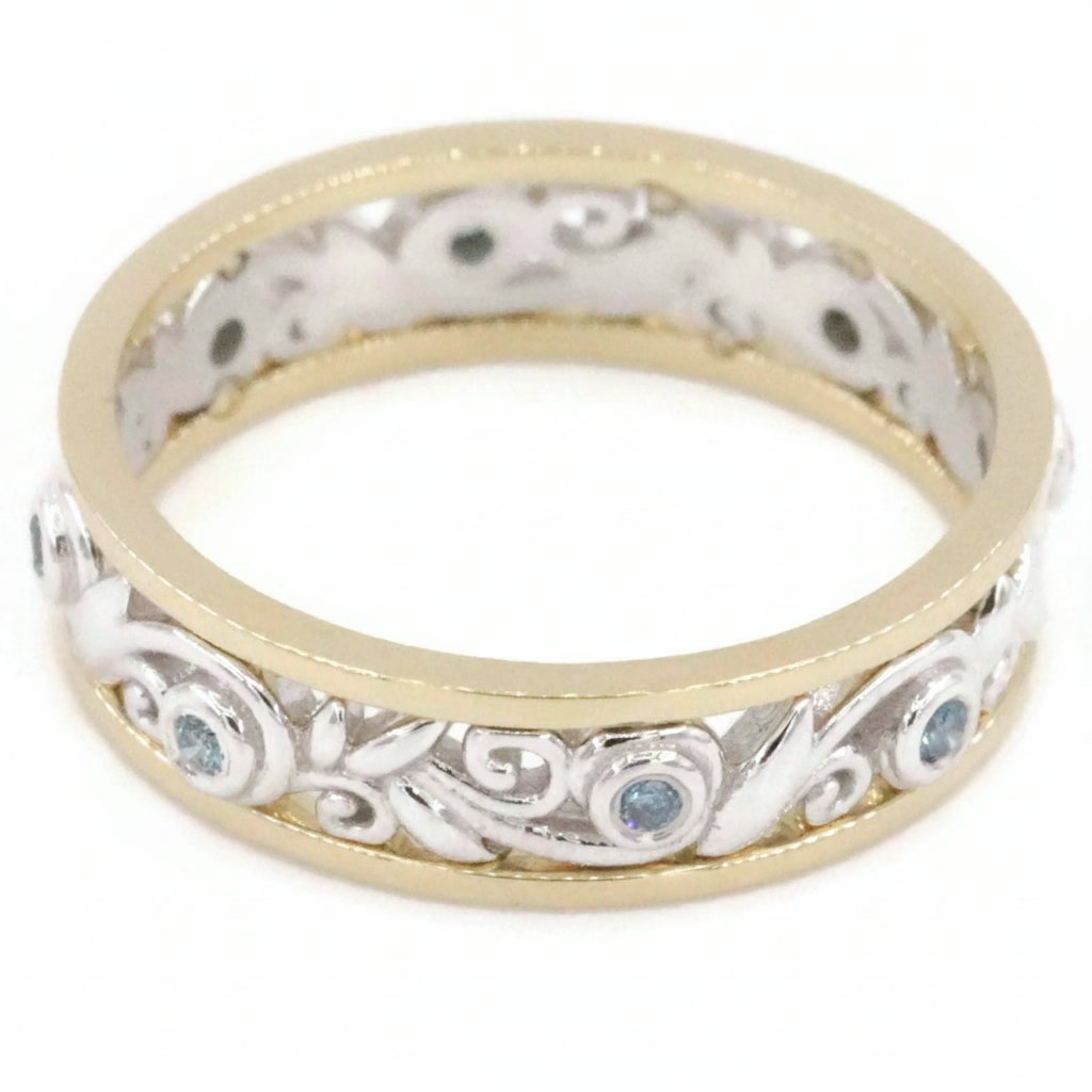 Lacework Scroll Leaf Vine Filigree Eternity Ring Custom Made