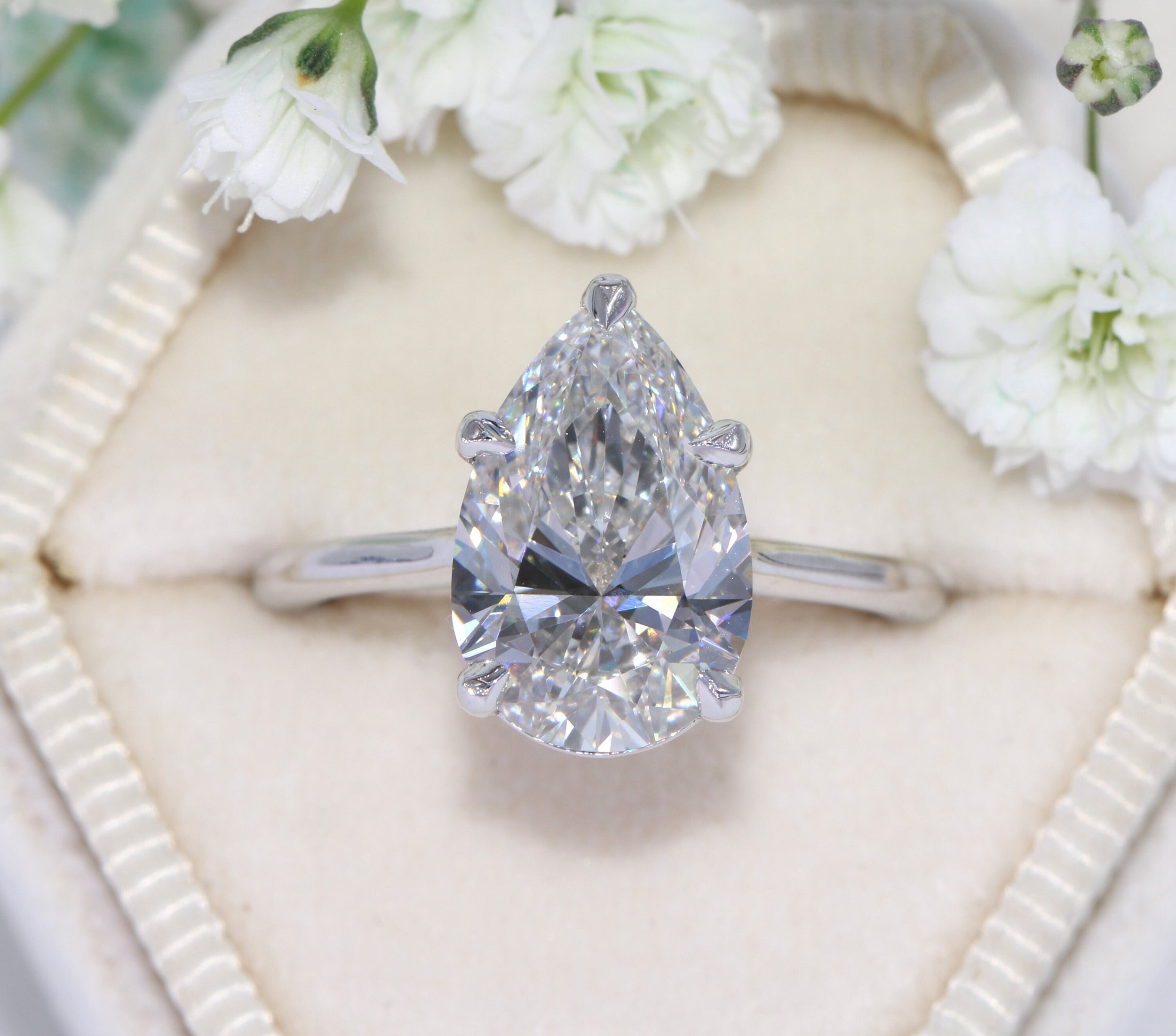 3 ct IGI Certified Pear Lab Diamond Engagement Ring