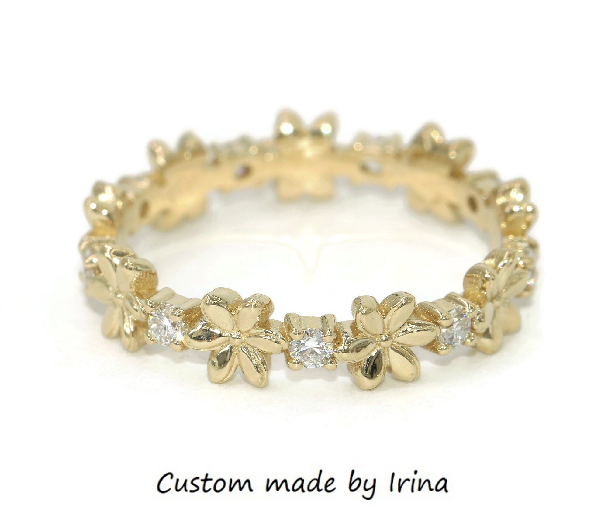 Custom Made Flower Diamond Eternity Ring