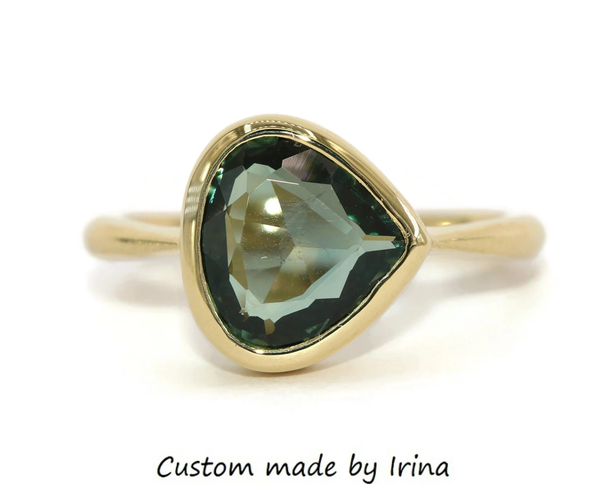 Custom Made Bezel Set 14k Gold Pinched and Tapered Dome Ring SETTING ONLY