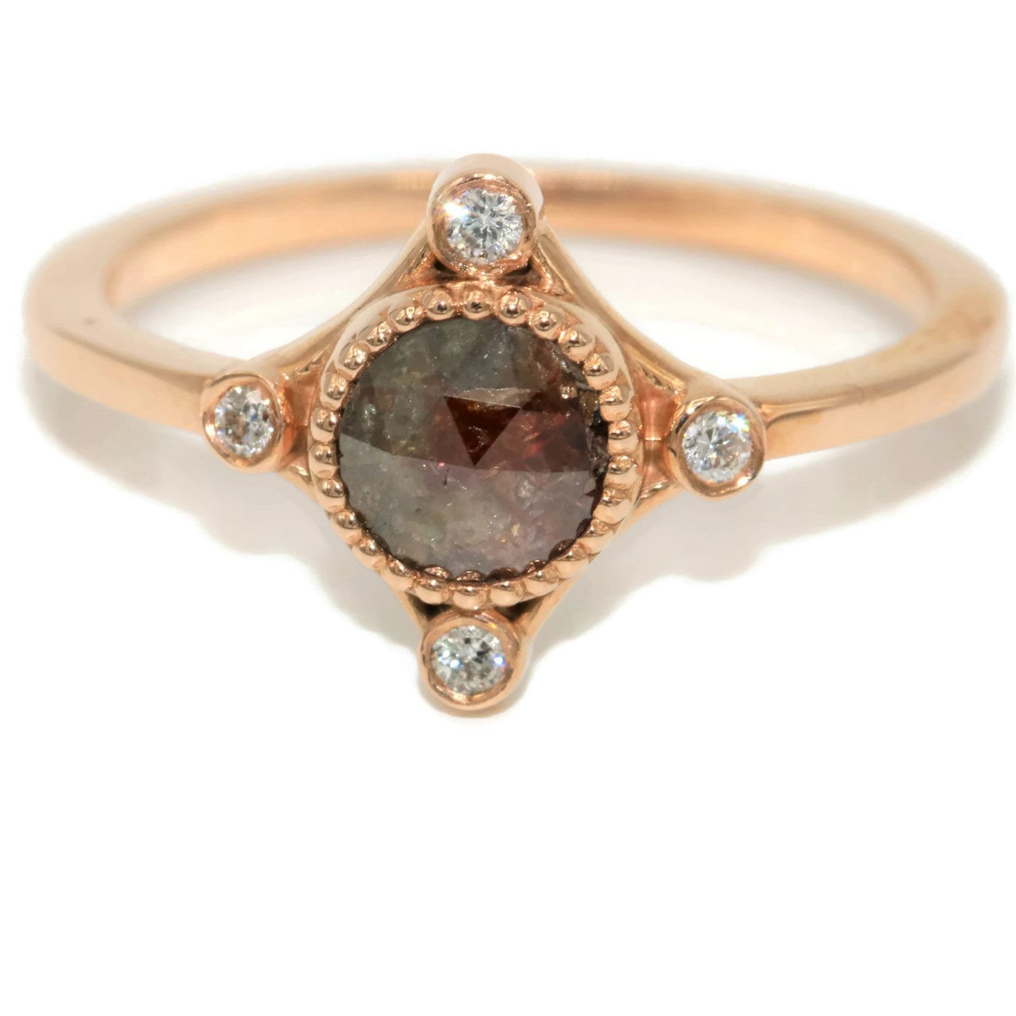 2 ct Rose Cut Natural Diamond Compass Ring