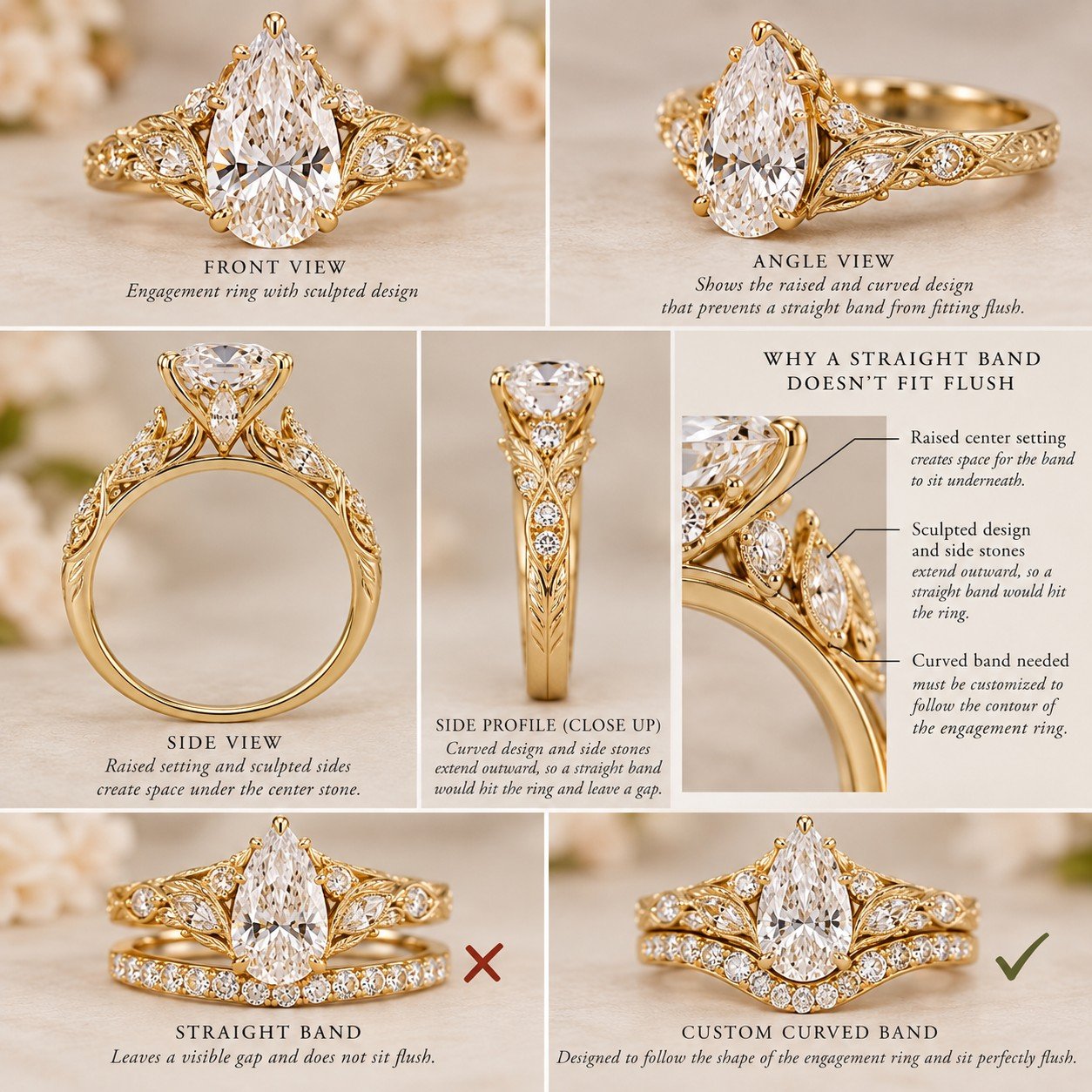 Curved Band for Ornate Rings