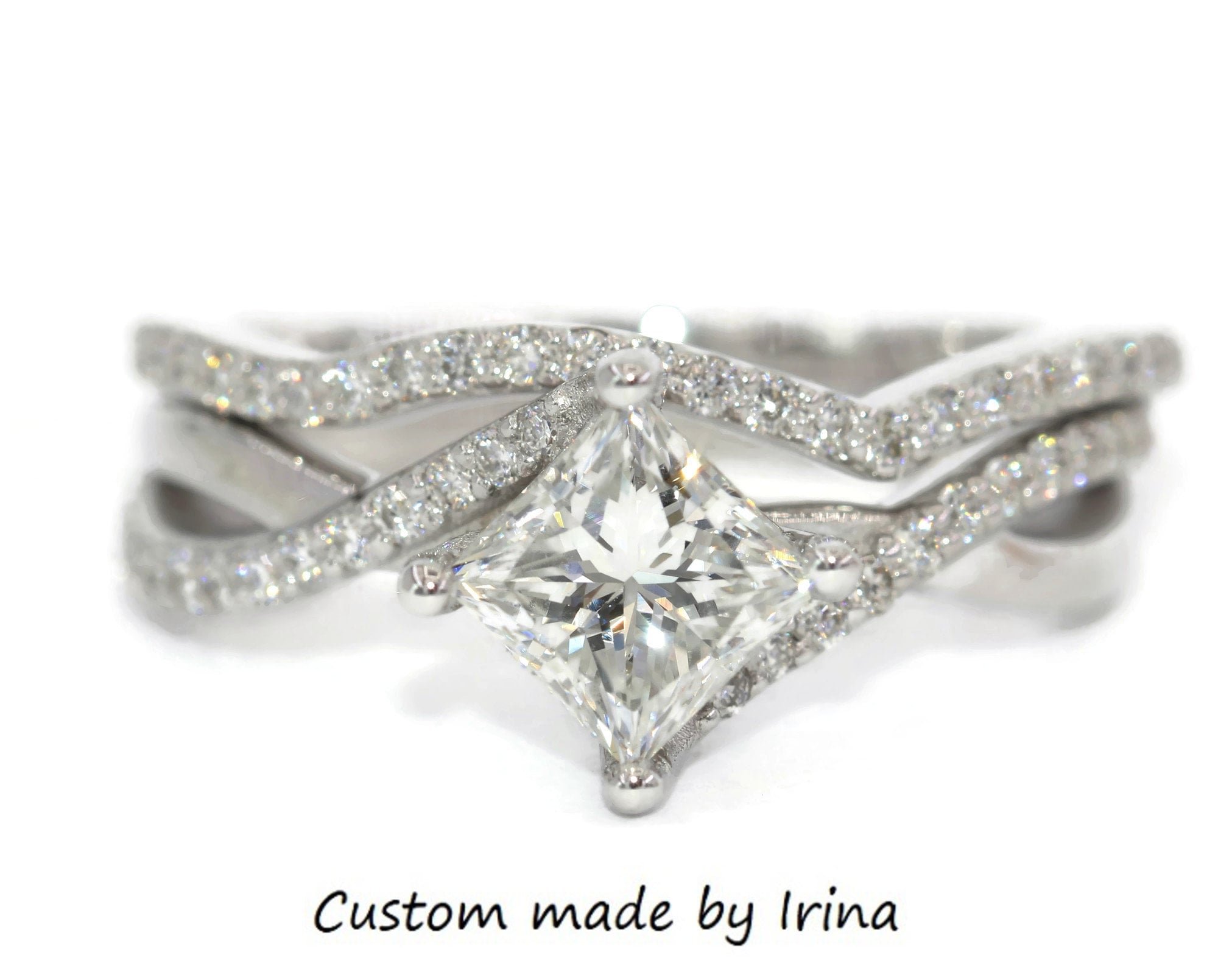1.5 ct Princess IGI Certified Lab Diamond Bridal Rings Set