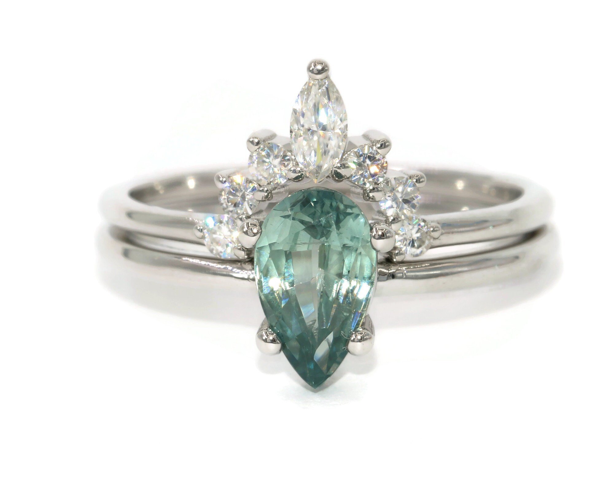 Custom Made Tsavorite Garnet Nesting Wedding Band