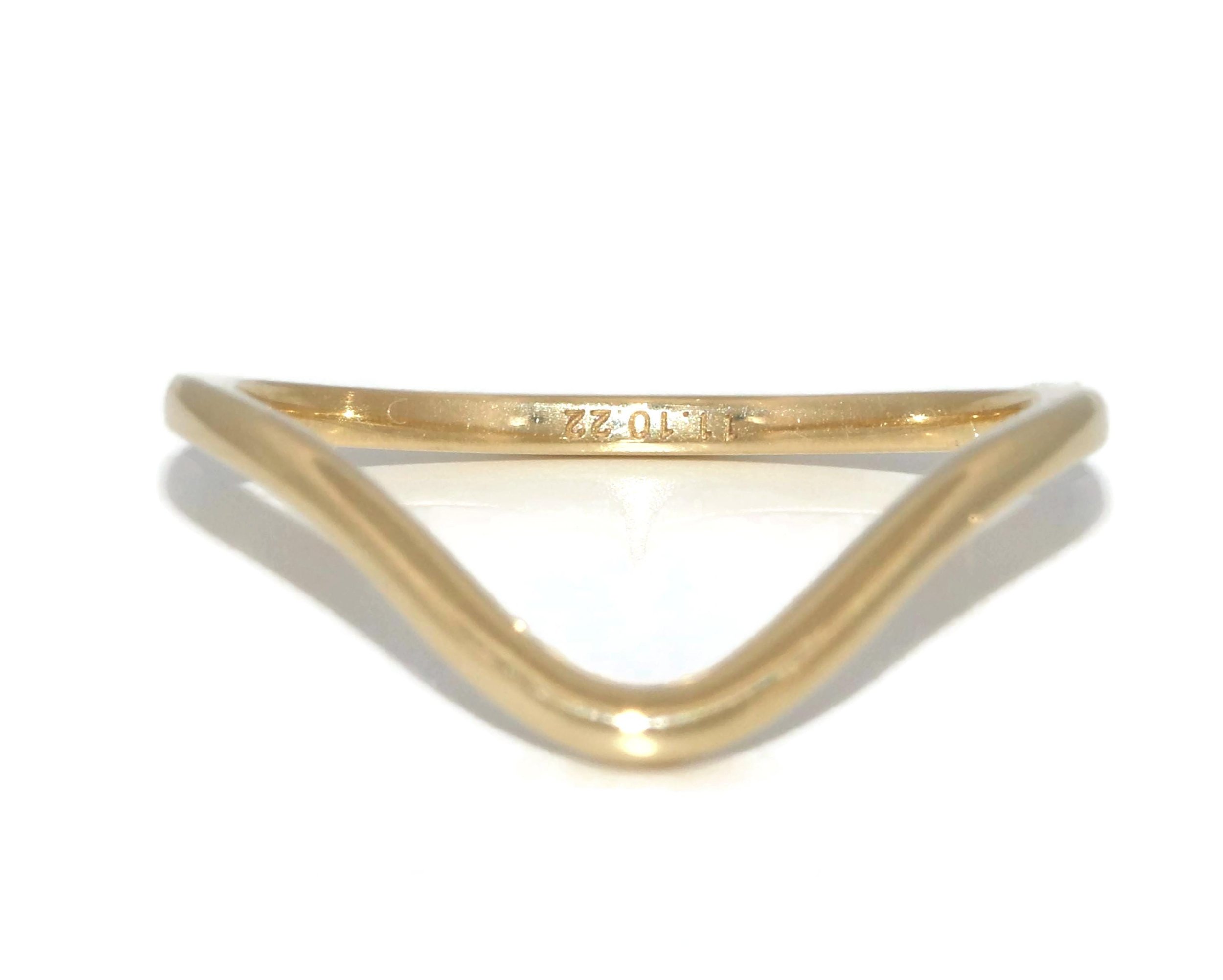 Deep Curved U Shape Dome Plain Gold Wedding Band Custom Made