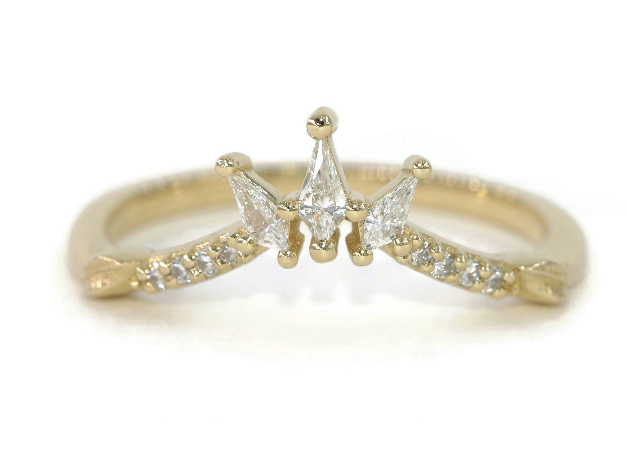 3 Kite Natural Diamonds Sunburst Flair Wedding Band Custom Made