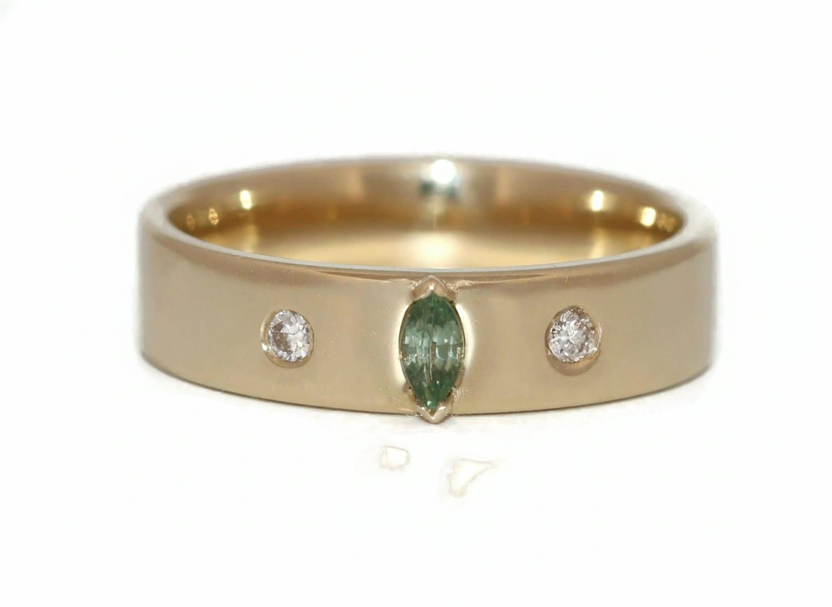 5 mm Wide Flush Set Marquise Wedding Ring
