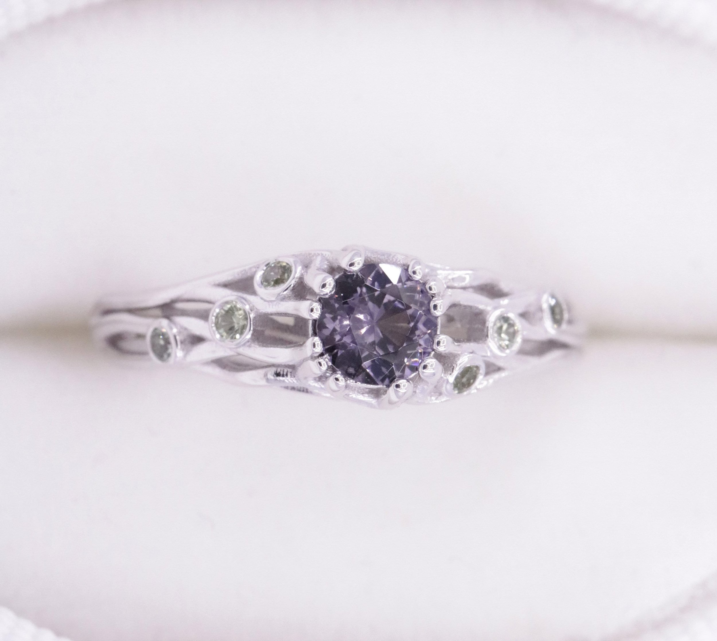 Nature Inspired Purple Natural Sapphire Rustic Engagement Ring