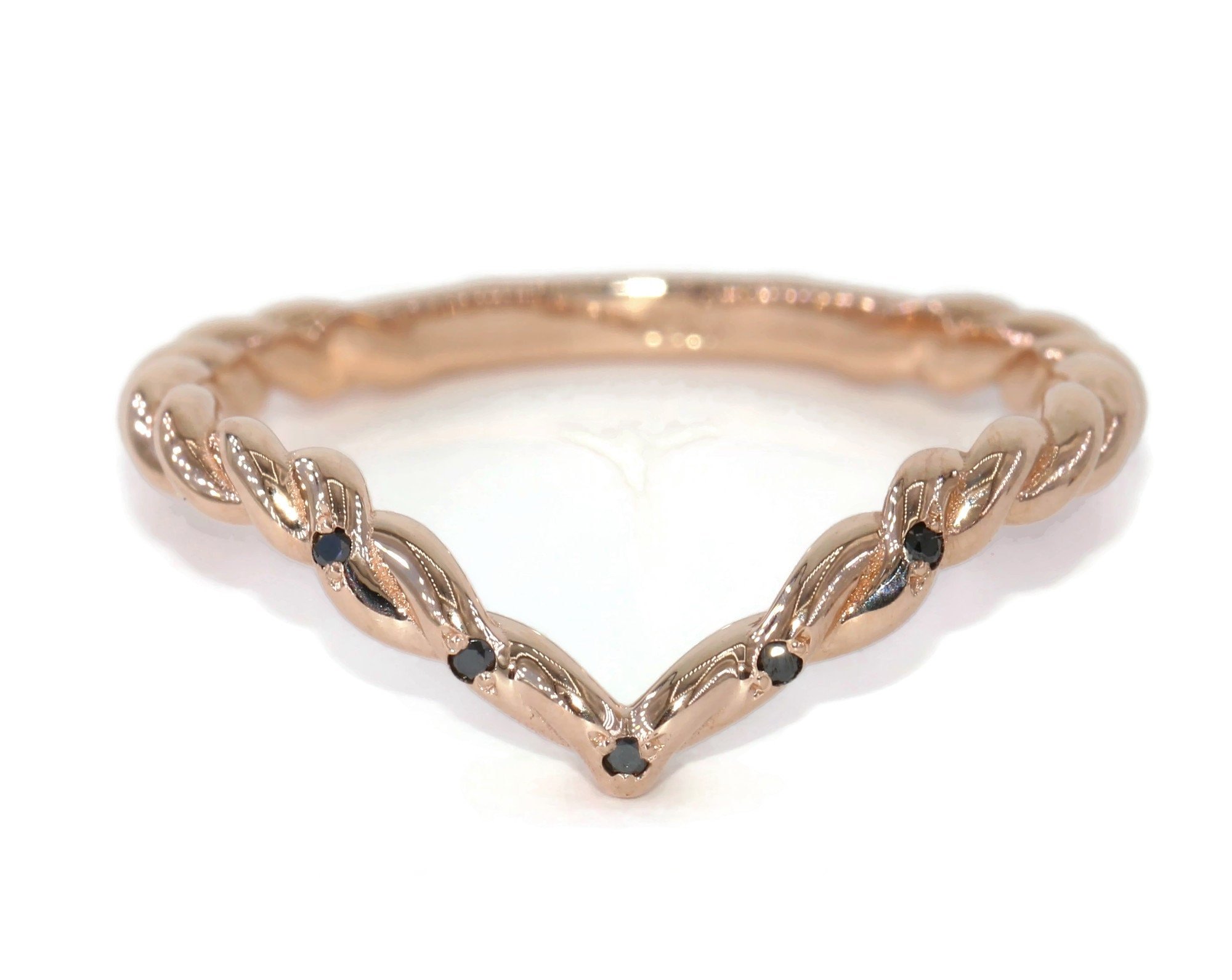 Flair Chevron Twist Rope Black Diamond Ring
