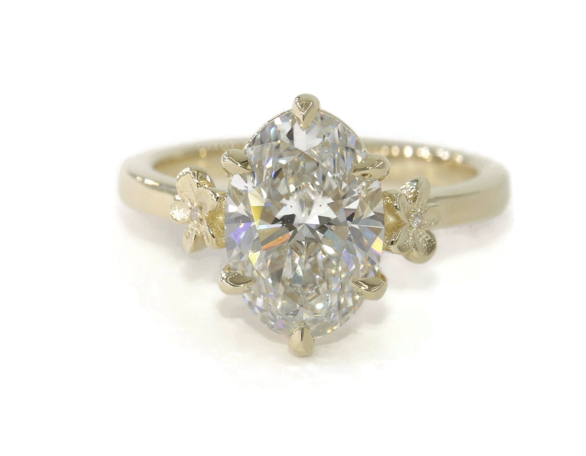 IGI Certified 2 ct Lab Diamond Cathedral Plumeria Flowers Solitaire Ring