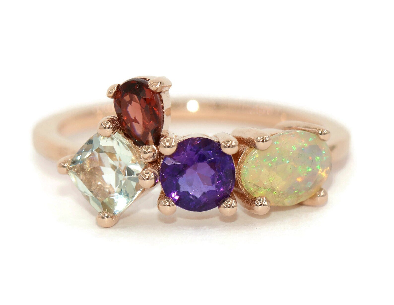 Custom-made Multi Stone Colorful Cluster Ring