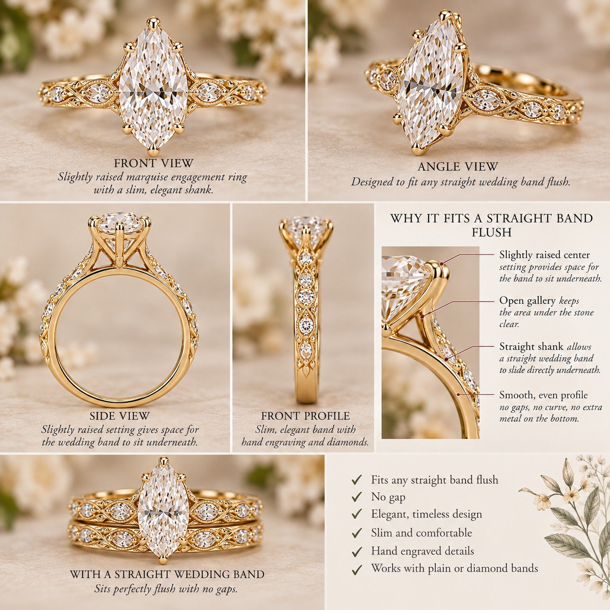 Ombre Straight Custom Made Band 14k Solid Gold