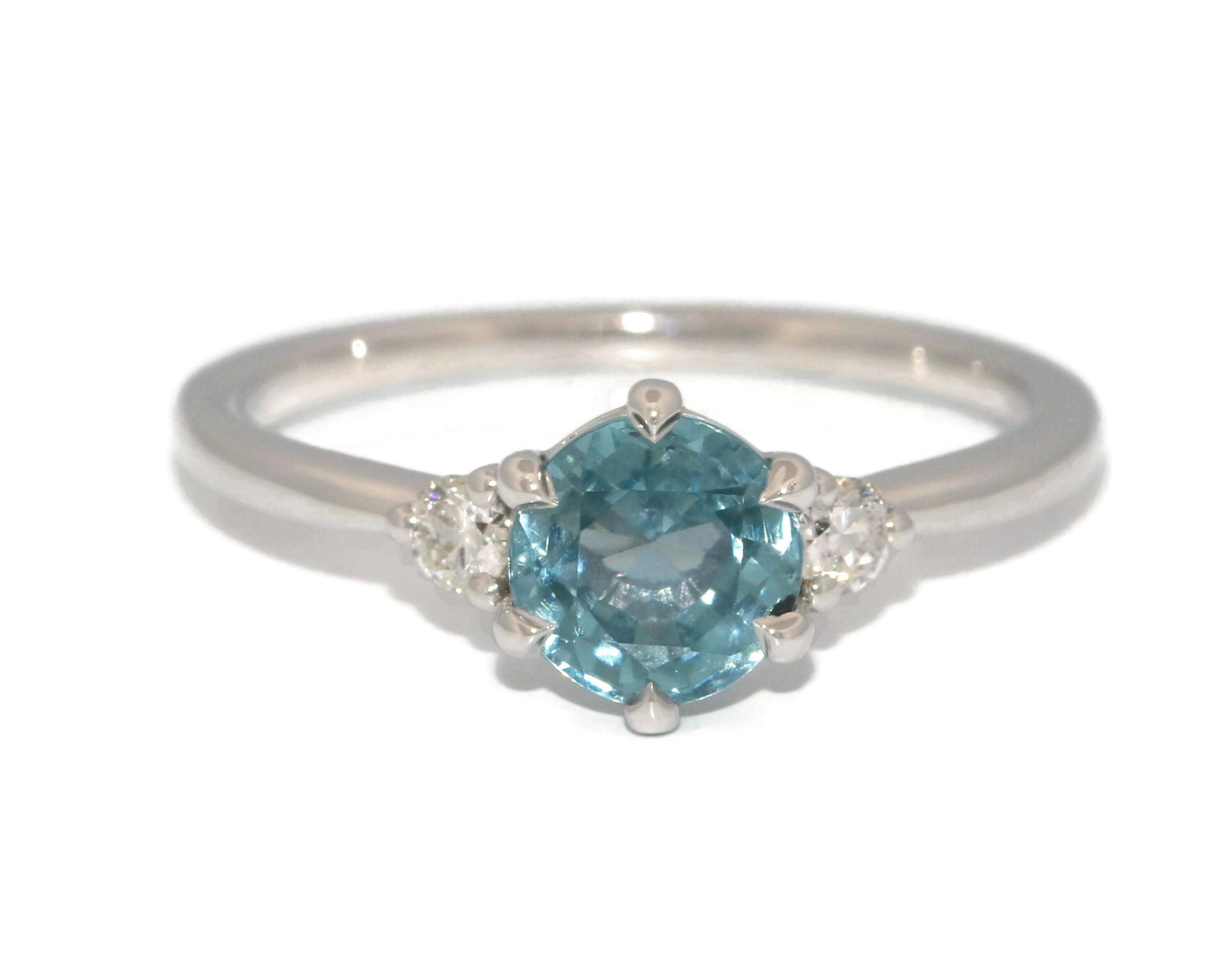 GIA Certified 3 Stone Blue Natural Sapphire Engagement Ring