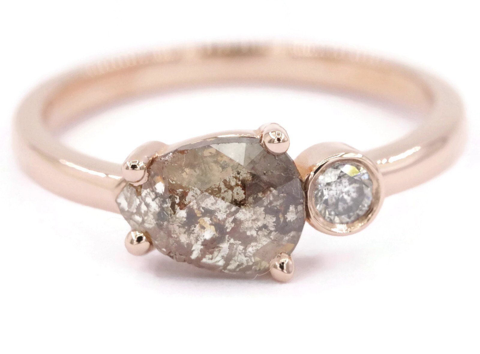1.2 ct Pear Rose Cut Rustic Diamond Linear Cluster