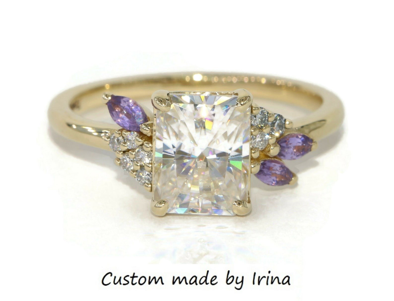 Custom-made 2.7 ct Cluster Ombre Ring 14k Solid Gold
