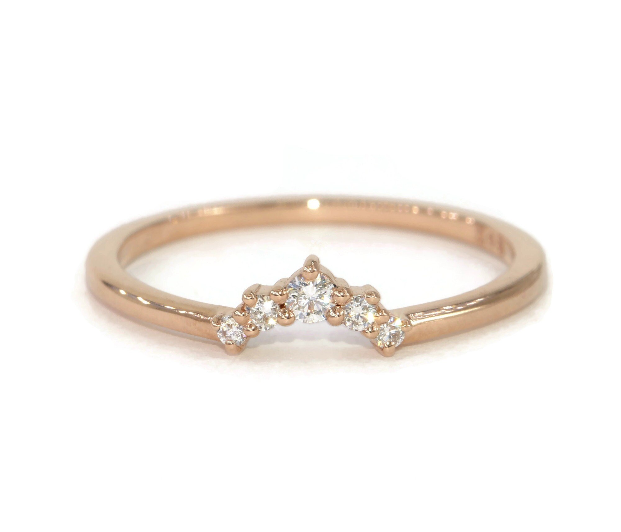 Custom Made Curved Nesting Diamond Wedding Band