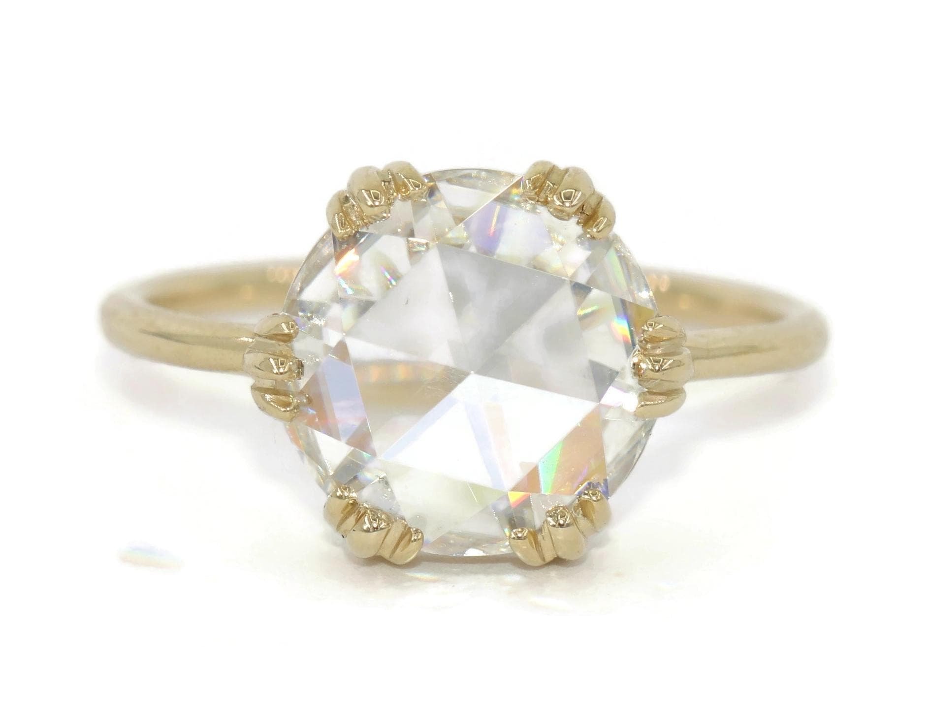 2 ct Rose Cut IGI Certified Lab Diamond Vintage Inspired Engagement Ring
