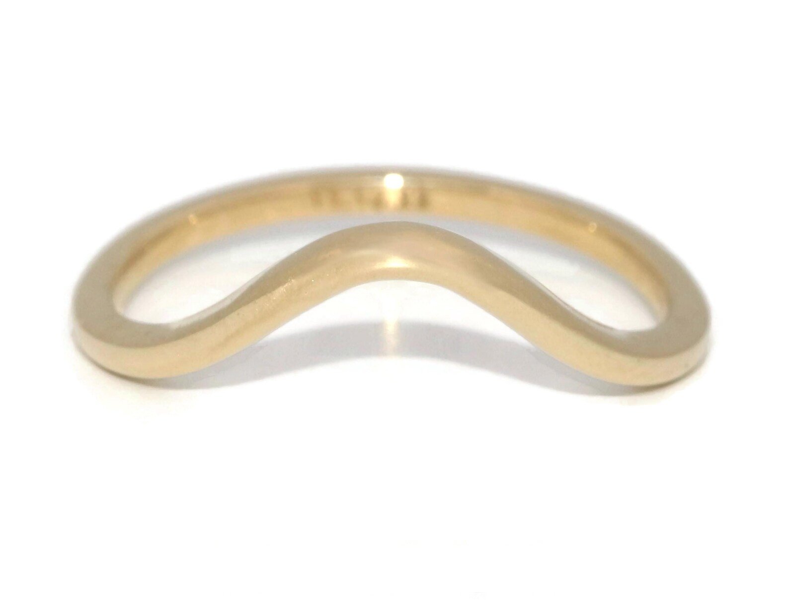 Curved U shape Dome Plain Gold Wedding Band Custom Made