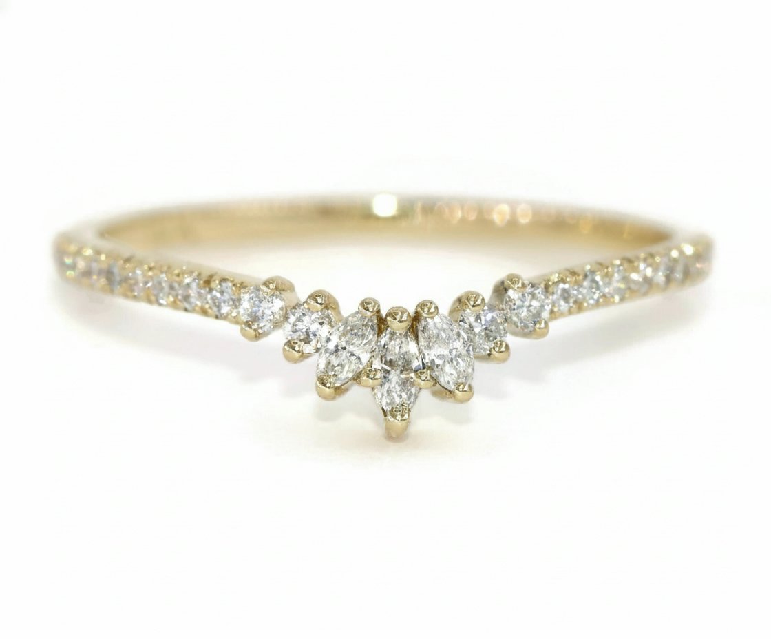 Marquise Lab Diamonds Sunburst Stacking Ring