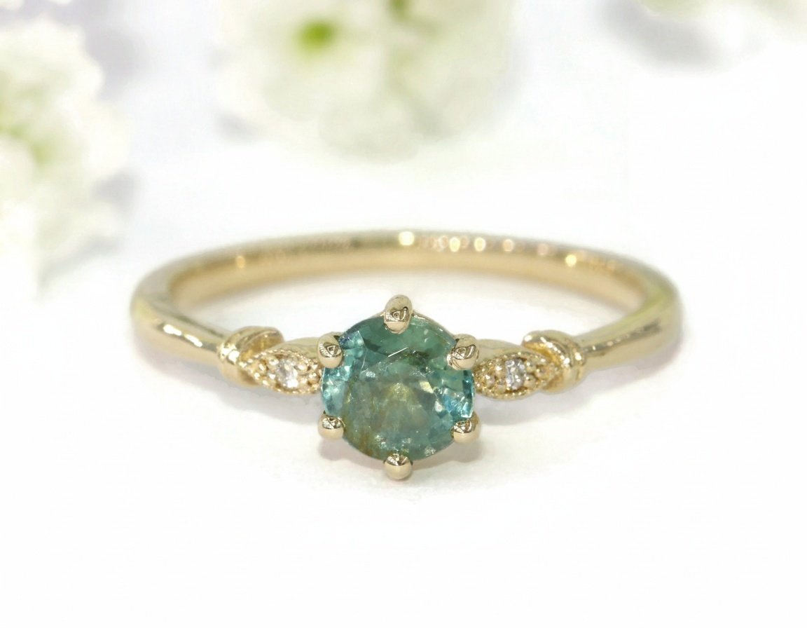 Dainty Teal Montana Sapphire Ring: Minimalist Ring