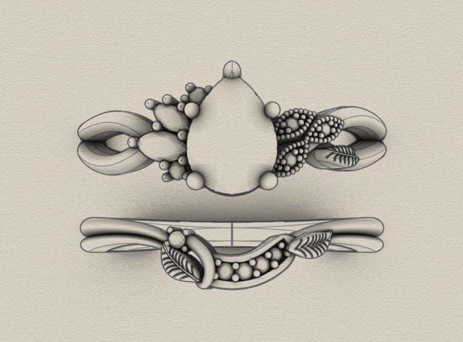 Complex 3D CAD design, Custom Engagement Wedding Ring 3D Design