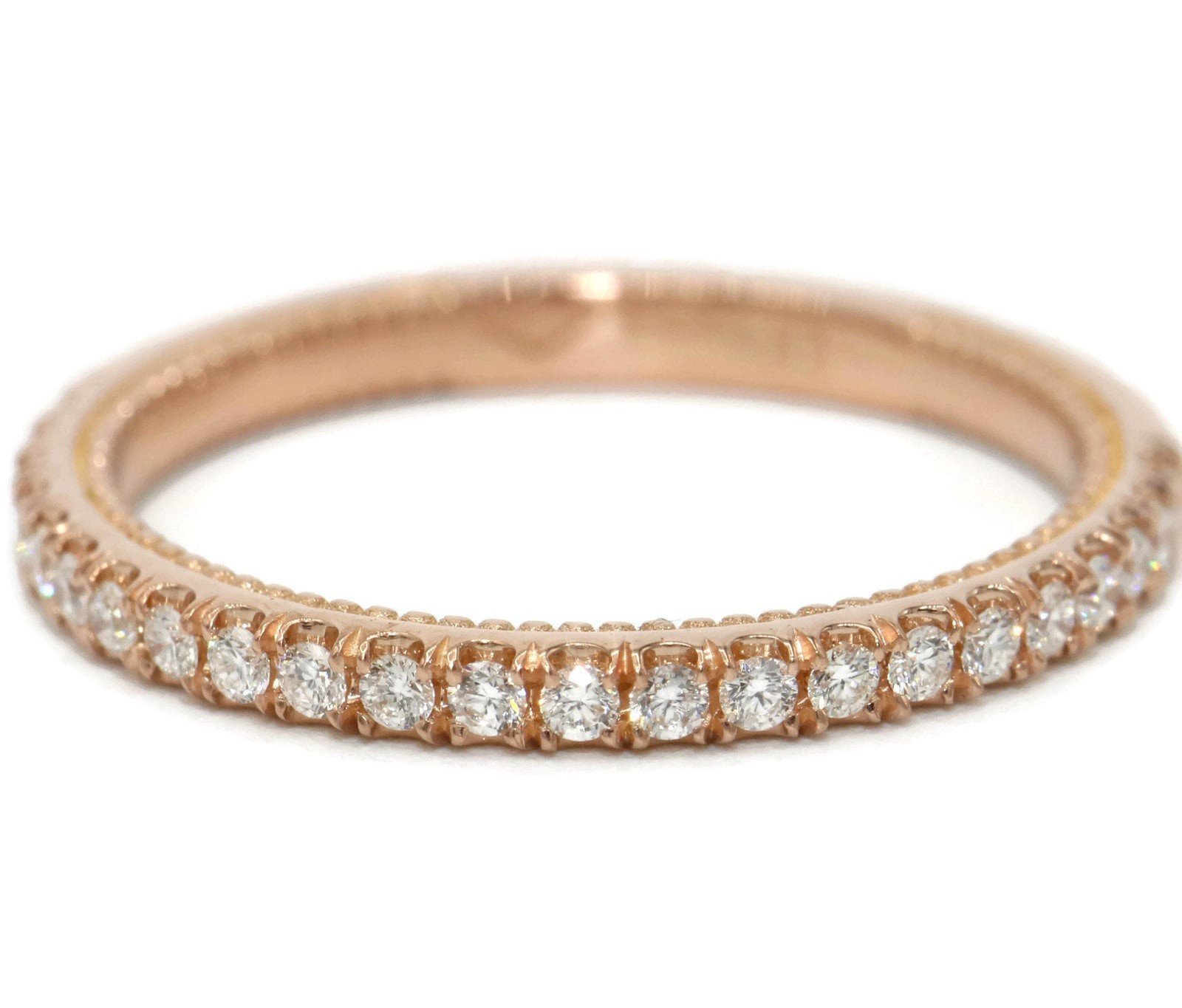 Natural Diamonds Pave Half Eternity Wedding Ring Custom Made