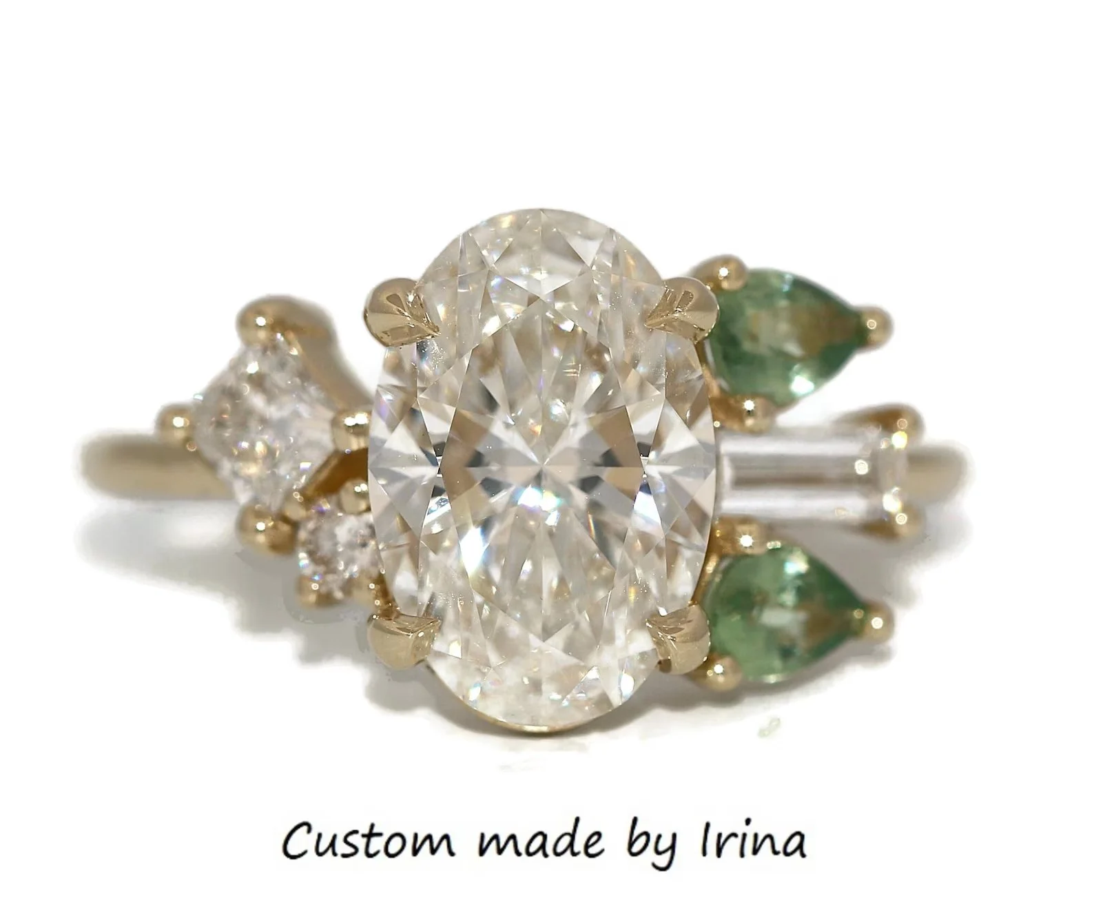 2 ct Oval IGI Lab Diamond Cluster Engagement Ring Custom Made 14k Solid Gold