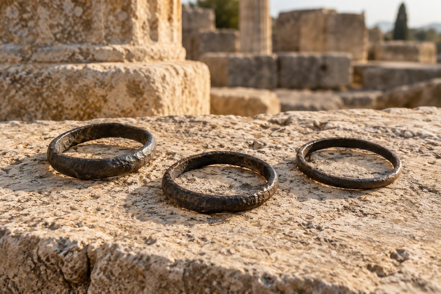 Roman betrothal rings: simple, unadorned iron hoops. The Gemological Institute of America describes the Roman betrothal ring as a plain iron hoop.
