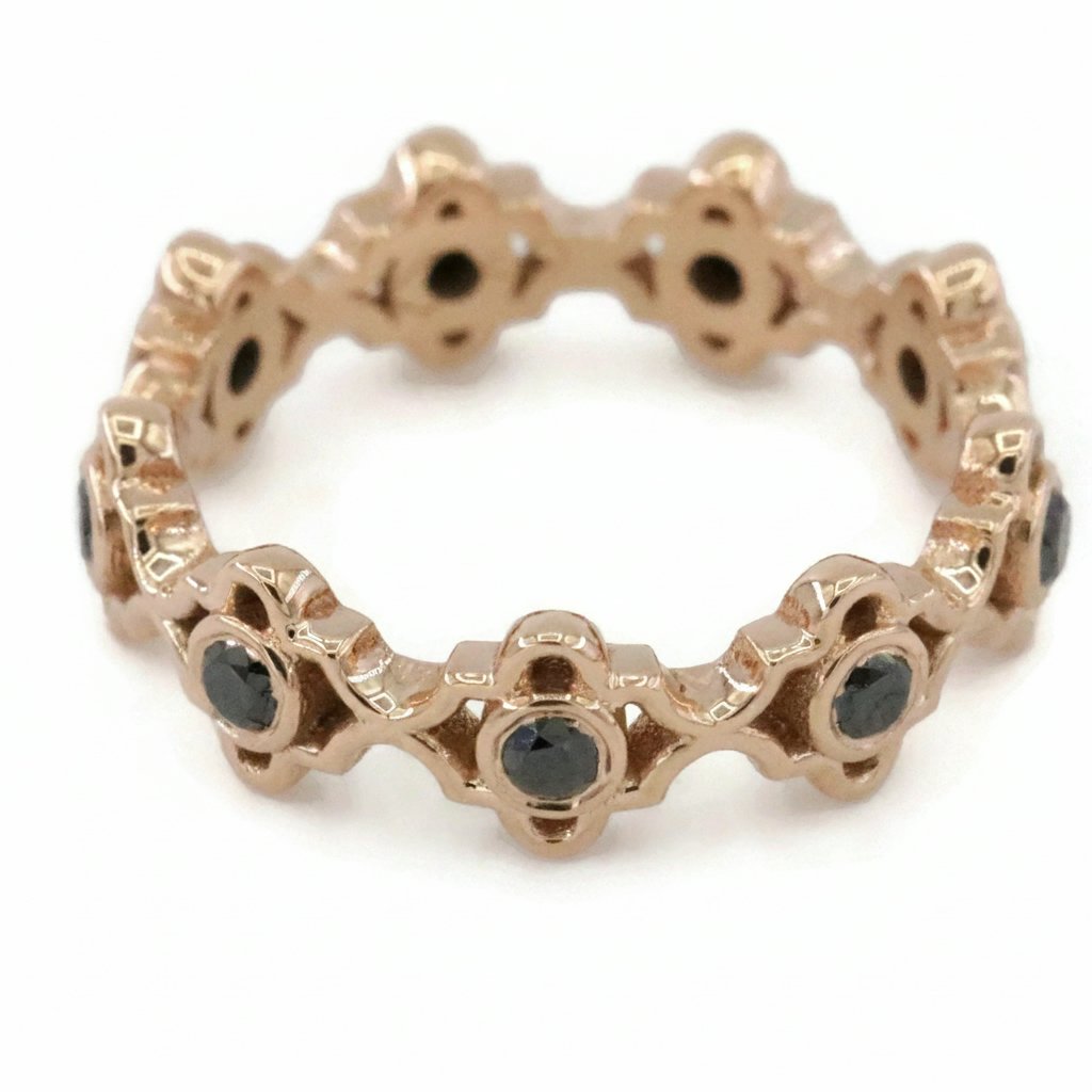 Art Deco Inspired Black Natural Diamond Eternity Ring