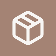 Simple white 3D cube icon on a brown background.